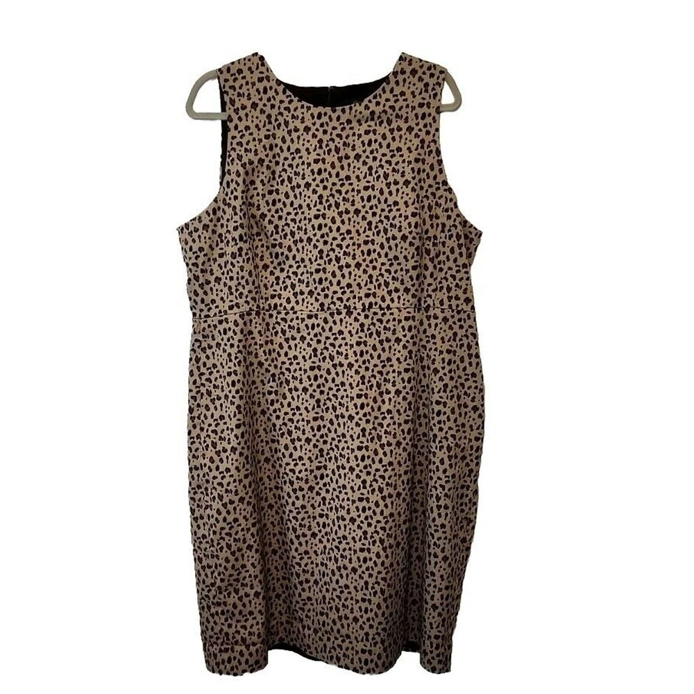 J Crew‎ Animal Print Women's Knee Length Dress Plus Size Sz 18 No Belt